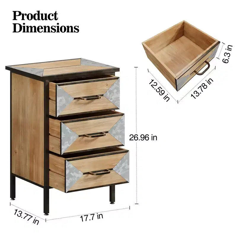 Meuble de rangement moderne en bois à 3 tiroirs, Console autonome, Organisateur polyvalent pour Entrée, Chambre, Couloir et plus