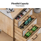 Meuble de rangement moderne en bois à 3 tiroirs, Console autonome, Organisateur polyvalent pour Entrée, Chambre, Couloir et plus
