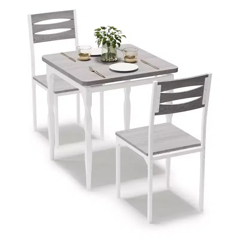 Ensemble de table à manger COZONY pour 2 – Ensemble de 3 pièces table et chaises avec pieds en métal spiralés, design peu encombrant pour petites cuisines et appartements