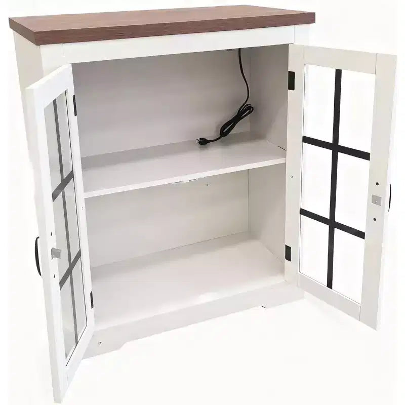 Buffet de cuisine Acekool avec portes vitrées, prise de courant intégrée, pour garde-manger