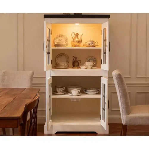 Buffet de cuisine Acekool avec portes vitrées, prise de courant intégrée, pour garde-manger