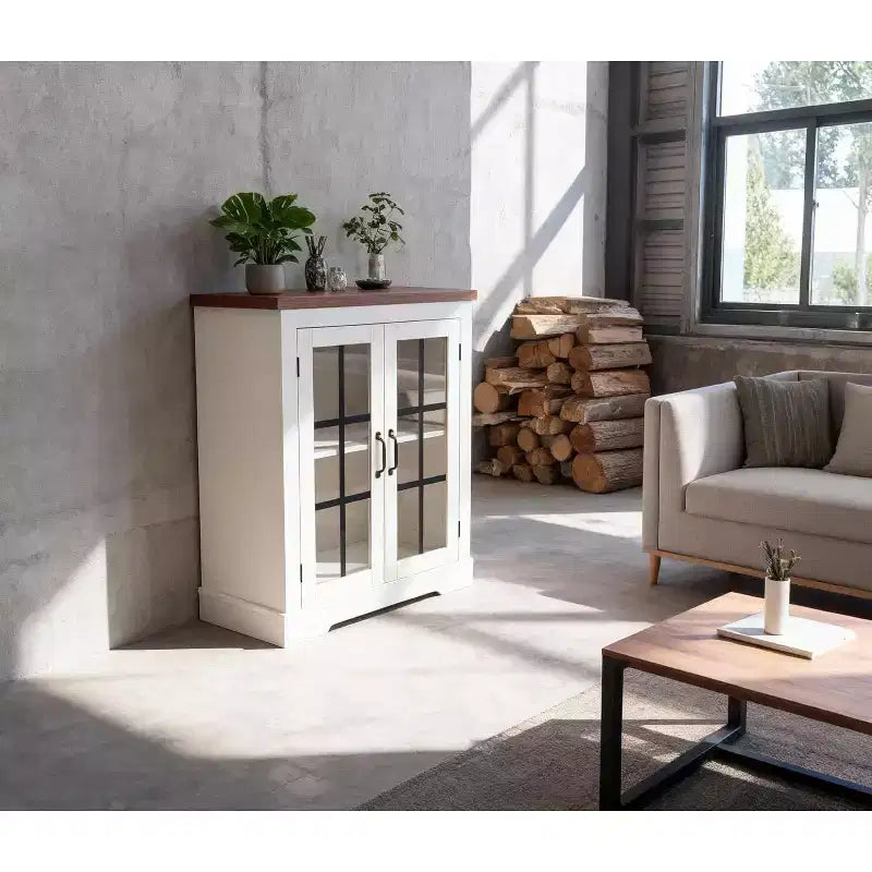 Buffet de cuisine Acekool avec portes vitrées, prise de courant intégrée, pour garde-manger