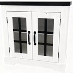 Acekool Buffet Cabinet with Glass Doors, Built-in Power Outlet, Sideboard for Kitchen Pantry
