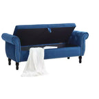 Banc de Rangement TUYOHW 63 avec Boutons Touffetés et Oreiller en Velours, Banc de Lit avec Pieds en Bois, Banc d'Entrée pour Salon, Chambre à Coucher