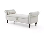 Banc de Rangement TUYOHW 63 avec Boutons Touffetés et Oreiller en Velours, Banc de Lit avec Pieds en Bois, Banc d'Entrée pour Salon, Chambre à Coucher