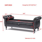Banc de Rangement TUYOHW 63 avec Boutons Touffetés et Oreiller en Velours, Banc de Lit avec Pieds en Bois, Banc d'Entrée pour Salon, Chambre à Coucher