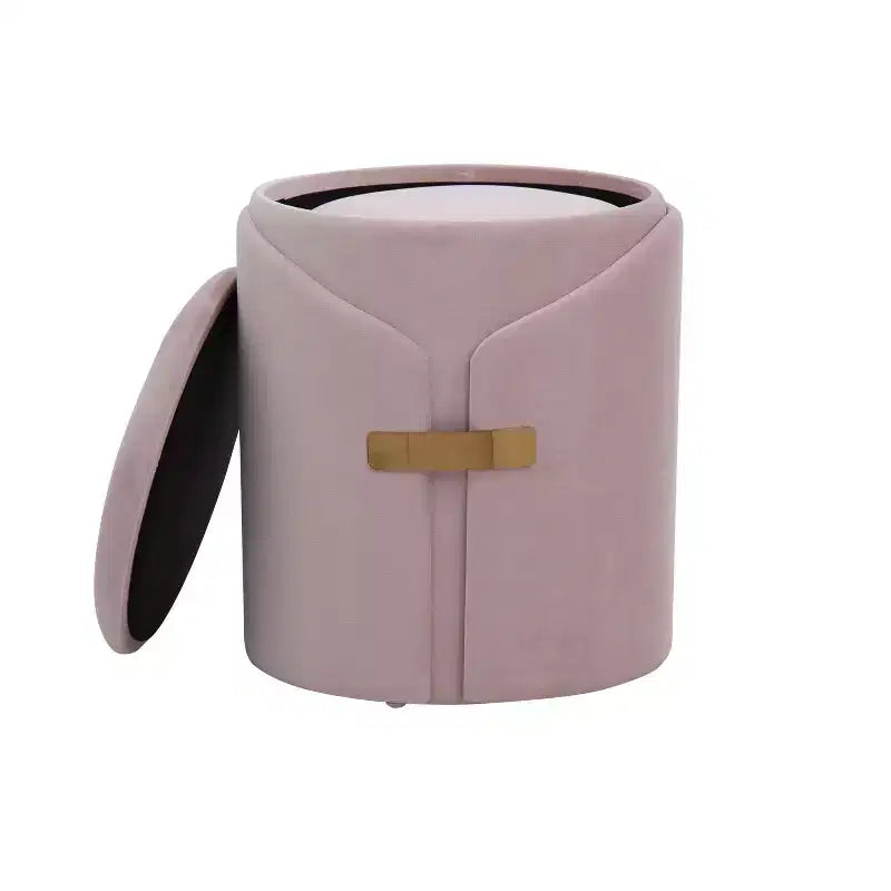 TUYOHW Ensemble de 2 poufs gigognes modernes avec rangement, tabourets de coiffeuse rembourrés en velours avec accent métallique doré, repose-pieds pour salon, entrée.