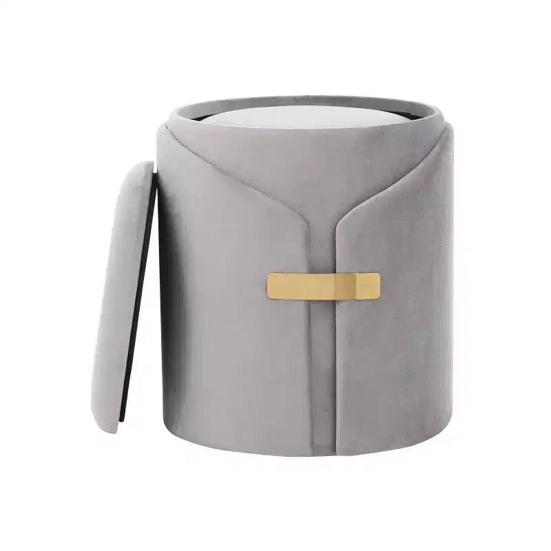 TUYOHW Ensemble de 2 poufs gigognes modernes avec rangement, tabourets de coiffeuse rembourrés en velours avec accent métallique doré, repose-pieds pour salon, entrée.