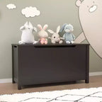 Coffre à jouets en bois pour enfants avec couvercle à charnière sécurisé, pour les 2 ans et plus (café)