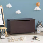 Coffre à jouets en bois pour enfants avec couvercle à charnière sécurisé, pour les 2 ans et plus (café)