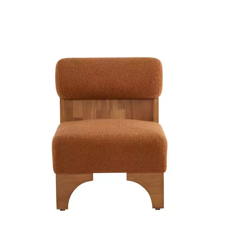 Fauteuil d'appoint moderne en tissu bouclé avec dossier roulé et cadre en bois massif pour salon, chambre ou bureau - Panipeachy