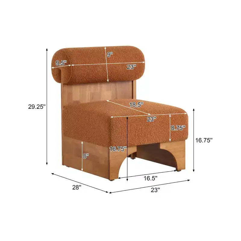 Fauteuil d'appoint moderne en tissu bouclé avec dossier roulé et cadre en bois massif pour salon, chambre ou bureau - Panipeachy