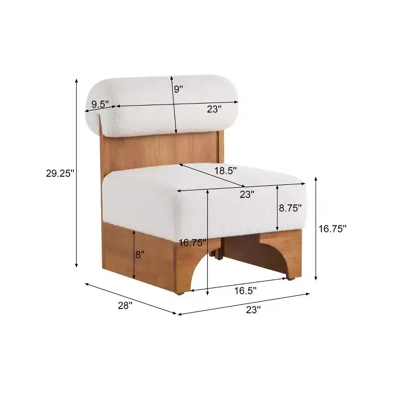 Fauteuil d'appoint moderne en tissu bouclé avec dossier roulé et cadre en bois massif pour salon, chambre ou bureau - Panipeachy