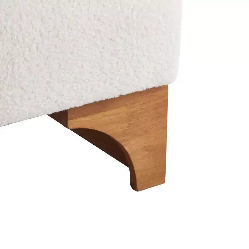 Fauteuil d'appoint moderne en tissu bouclé avec dossier roulé et cadre en bois massif pour salon, chambre ou bureau - Panipeachy