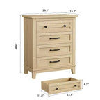 Commode haute à 4 tiroirs de 34,8 pouces, commode de rangement verticale autoportante pour chambre et salon