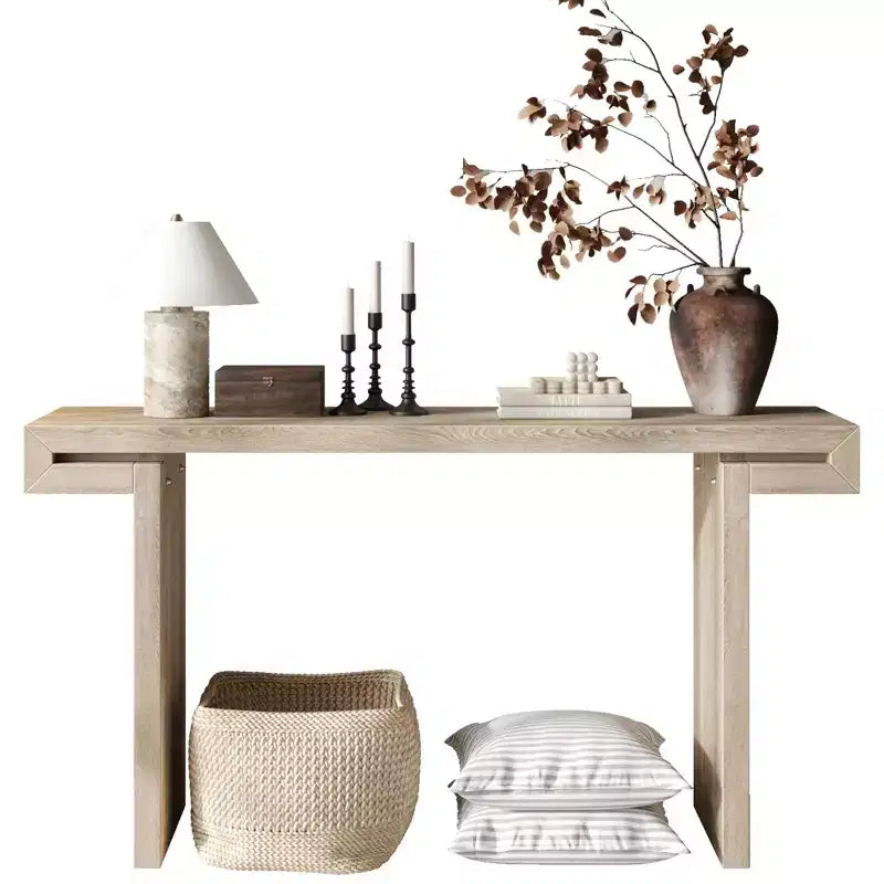 TUYOHW 60IN Table Console Rustique de Ferme, Table d'entrée Étroite avec Finition Bois Vieilli, Table d'Appoint pour Canapé, Salon, Couloir
