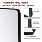 Miroir de salle de bain rectangulaire SUMERAIN, 40x36, grand miroir de courtoisie encadré en aluminium noir avec verre trempé