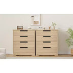 Commode à 4 tiroirs pour chambre à coucher, commode naturelle avec poignées encastrées, organisateur de commode en bois pour salon, chambre d'enfant, entrée