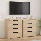 Commode à 4 tiroirs pour chambre à coucher, commode naturelle avec poignées encastrées, organisateur de commode en bois pour salon, chambre d'enfant, entrée