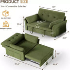 Canapé convertible Dyonery avec lit gigogne, canapé-lit convertible 3-en-1 en chenille, dossier inclinable et pochette latérale, assemblage sans outils