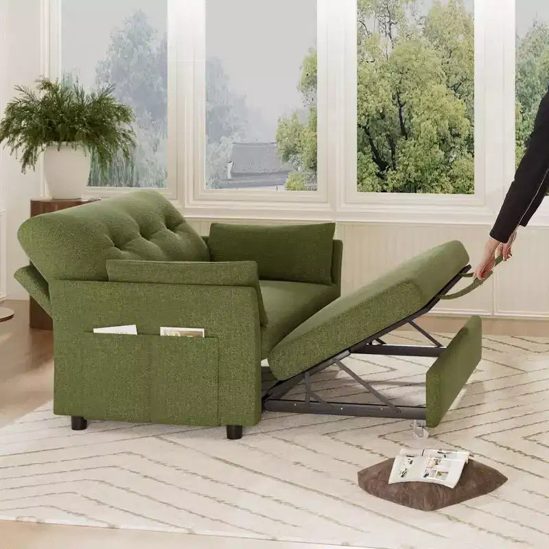 Canapé convertible Dyonery avec lit gigogne, canapé-lit convertible 3-en-1 en chenille, dossier inclinable et pochette latérale, assemblage sans outils