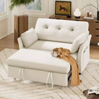 Canapé convertible Dyonery avec lit gigogne, canapé-lit convertible 3-en-1 en chenille, dossier inclinable et pochette latérale, assemblage sans outils