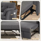 Canapé convertible Dyonery avec lit gigogne, canapé-lit convertible 3-en-1 en chenille, dossier inclinable et pochette latérale, assemblage sans outils