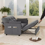 Canapé convertible Dyonery avec lit gigogne, canapé-lit convertible 3-en-1 en chenille, dossier inclinable et pochette latérale, assemblage sans outils