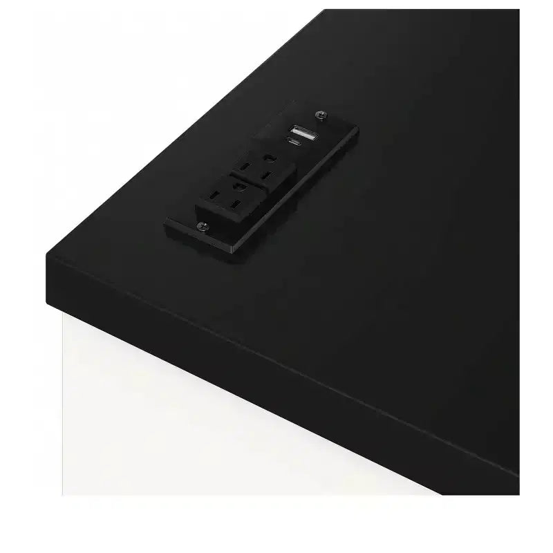 Bureau d'ordinateur de 57 pouces avec classeur, plateau de clavier, bureau d'ordinateur noir et blanc en acier avec 5 tiroirs, bureau de direction avec prises de courant