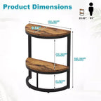 TUYOHW Table d'appoint demi-lune, petite table d'appoint minimaliste pour canapé et chevet, hauteur 60 cm, marron+noir