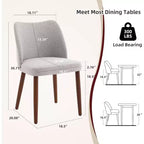 Lot de 6 chaises de salle à manger modernes à dossier ailé - Rembourrées, coussins épais, pieds en bois, pieds réglables - Cuisine Salle à manger, Lin ou cuir PU, Gris