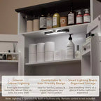 Meuble haut de salle de bain VECELO avec éclairage à détecteur, armoire à pharmacie murale avec étagères de rangement et porte-serviettes pour salle de bain ou buanderie, blanc