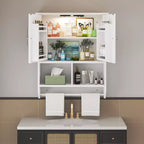 Meuble haut de salle de bain VECELO avec éclairage à détecteur, armoire à pharmacie murale avec étagères de rangement et porte-serviettes pour salle de bain ou buanderie, blanc
