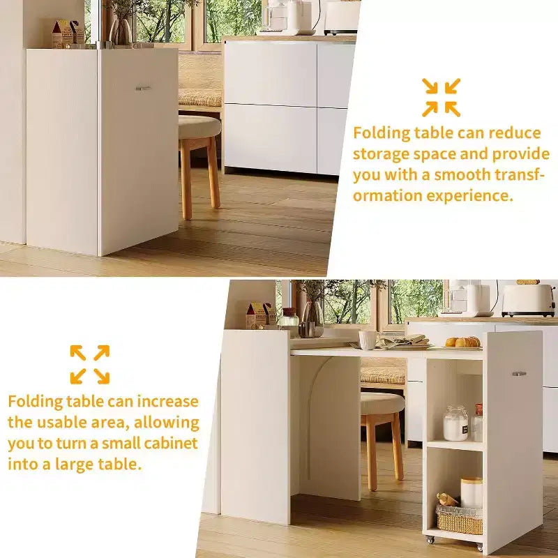 Acekool Bureau informatique pliant 50 avec étagère et roulettes, Table d'écriture de bureau à domicile avec rangement pour chambre ou bureau d'étude