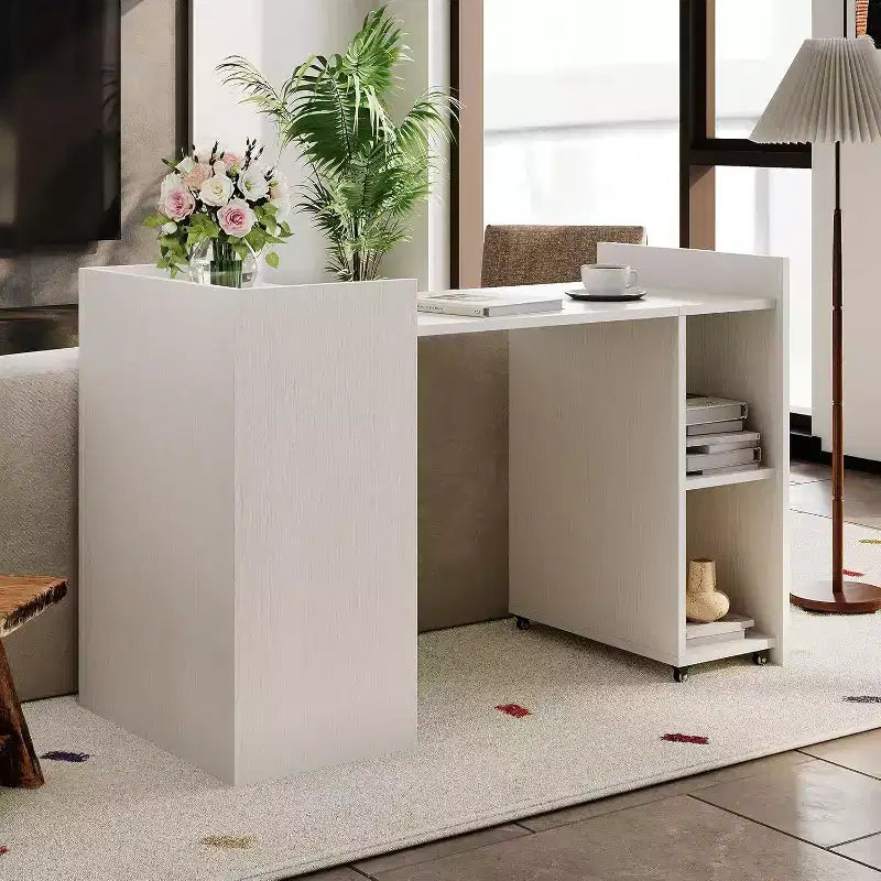Acekool Bureau informatique pliant 50 avec étagère et roulettes, Table d'écriture de bureau à domicile avec rangement pour chambre ou bureau d'étude