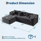 106.7Canapé sectionnel, Canapés modulables Cloud avec méridienne, Canapés sectionnels en polyester en forme de L, Canapé moderne rembourré avec assise profonde