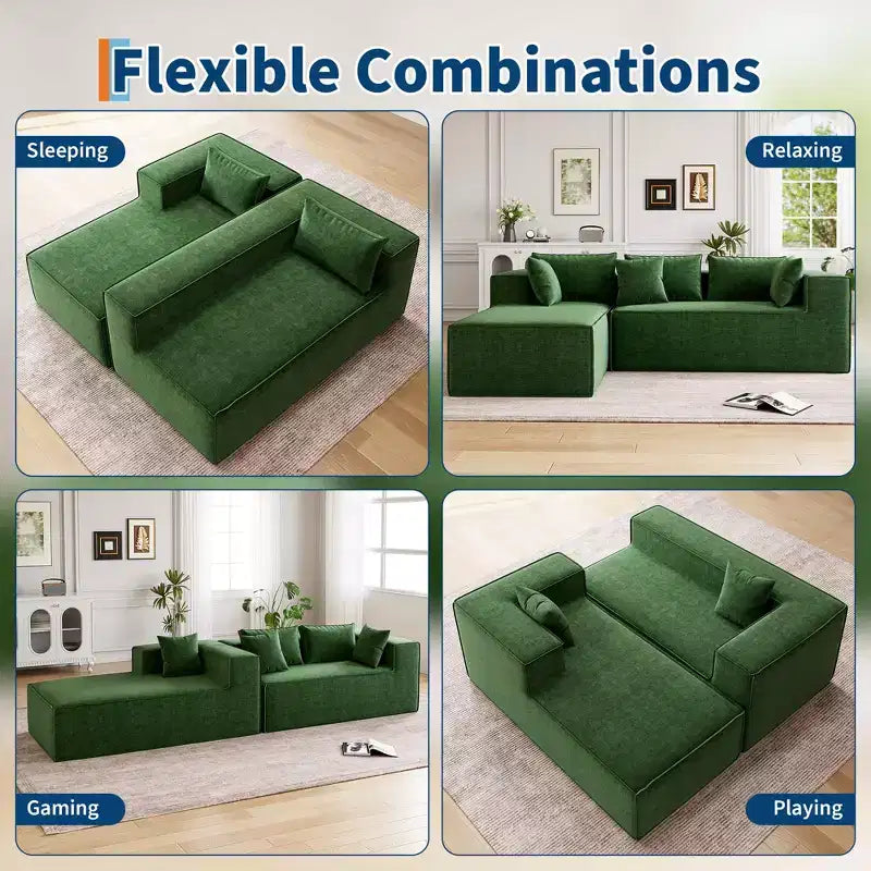 106.7Canapé sectionnel, Canapés modulables Cloud avec méridienne, Canapés sectionnels en polyester en forme de L, Canapé moderne rembourré avec assise profonde
