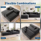 106.7Canapé sectionnel, Canapés modulables Cloud avec méridienne, Canapés sectionnels en polyester en forme de L, Canapé moderne rembourré avec assise profonde