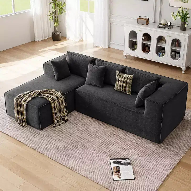 106.7Canapé sectionnel, Canapés modulables Cloud avec méridienne, Canapés sectionnels en polyester en forme de L, Canapé moderne rembourré avec assise profonde