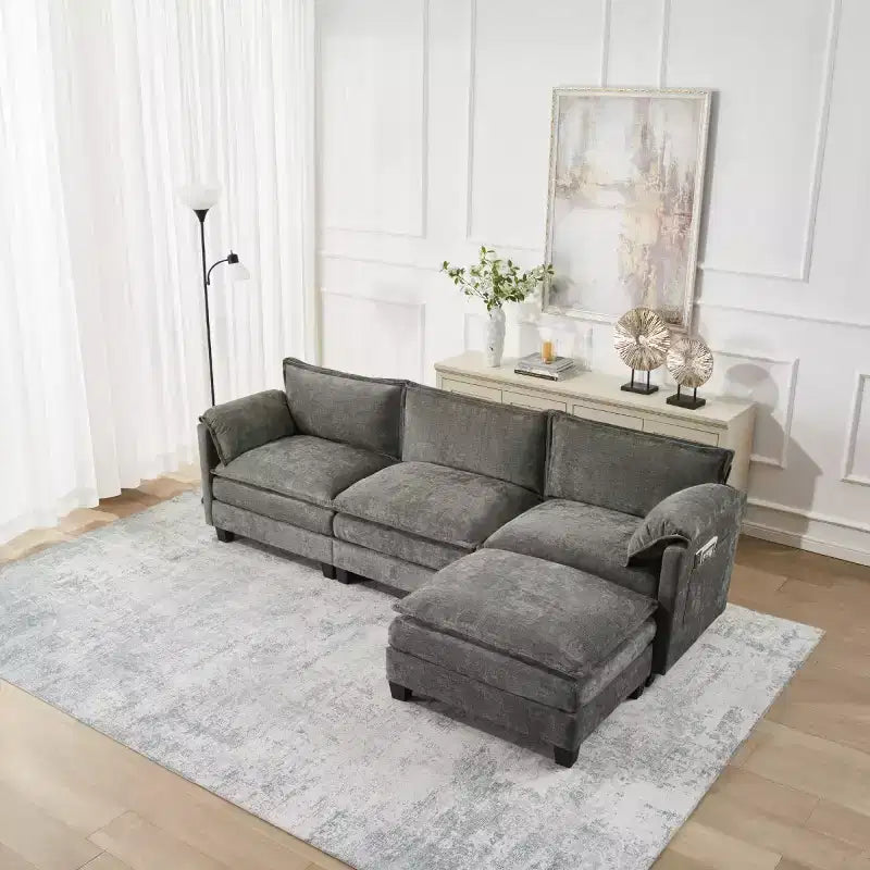 Canapé nuage 3 places moderne du milieu du siècle avec coussins double épaisseur, canapé rembourré confortable pour salon, chambre-Panipeachy