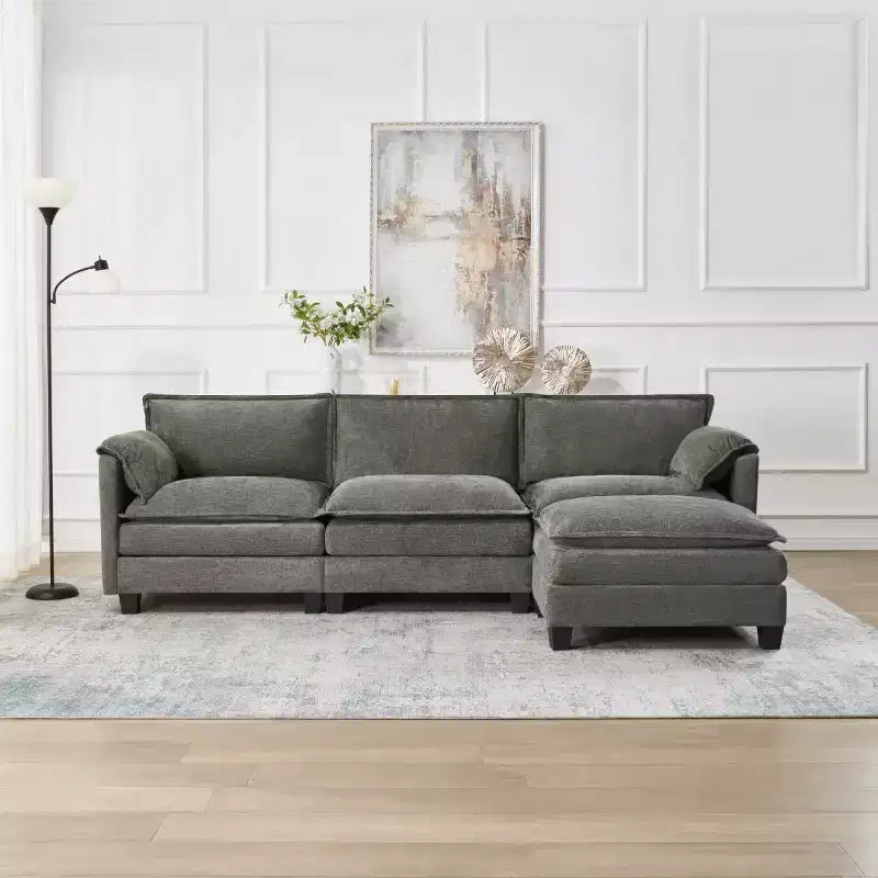 Canapé nuage 3 places moderne du milieu du siècle avec coussins double épaisseur, canapé rembourré confortable pour salon, chambre-Panipeachy