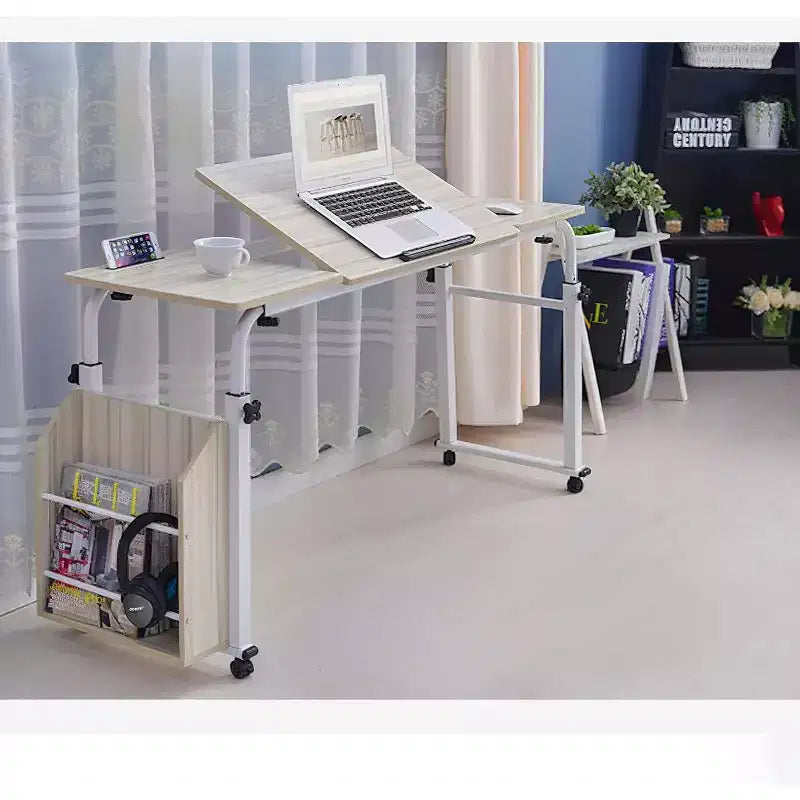Table de lit d'hôpital réglable sur roulettes avec plateau inclinable, compatible avec les ordinateurs portables et les repas au lit, bureau roulant à hauteur et longueur réglables pour un usage domestique et médical