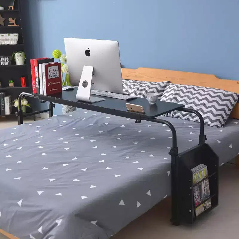 Table de lit d'hôpital réglable sur roulettes avec plateau inclinable, compatible avec les ordinateurs portables et les repas au lit, bureau roulant à hauteur et longueur réglables pour un usage domestique et médical