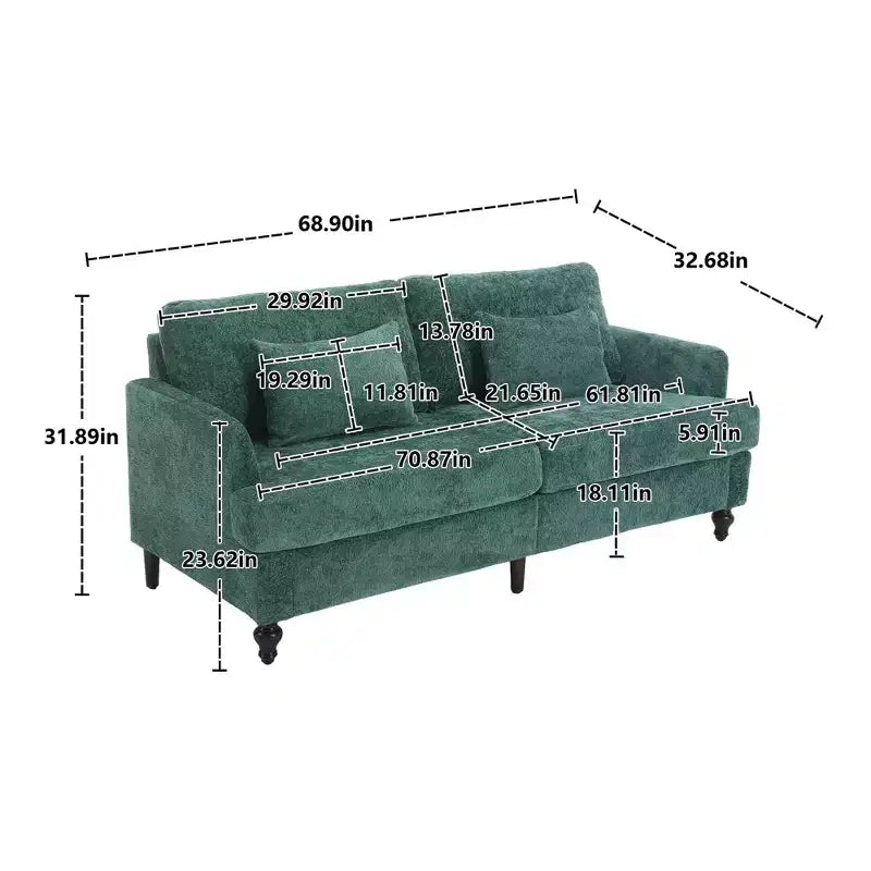 Canapé moderne TUYOHW de 175 cm en tissu bouclette, canapé 2 places avec coussins d'assise amovibles pour salon, appartement, chambre à coucher