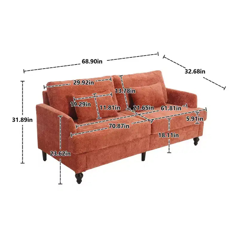 Canapé moderne TUYOHW de 175 cm en tissu bouclette, canapé 2 places avec coussins d'assise amovibles pour salon, appartement, chambre à coucher