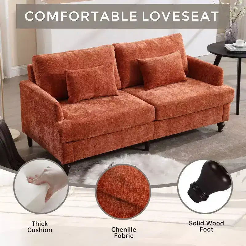 Canapé moderne TUYOHW de 175 cm en tissu bouclette, canapé 2 places avec coussins d'assise amovibles pour salon, appartement, chambre à coucher