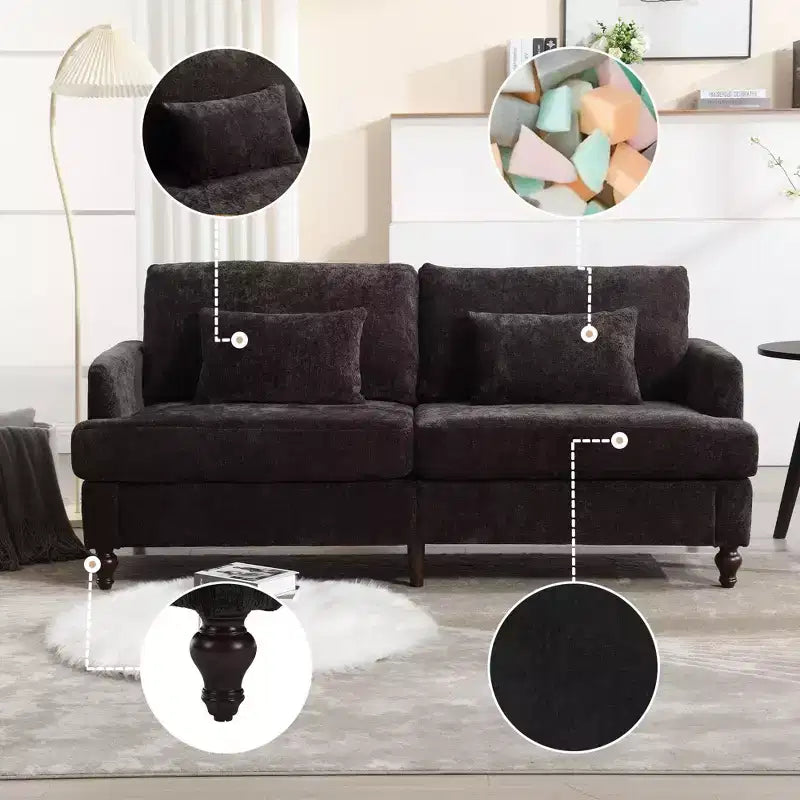 Canapé moderne TUYOHW de 175 cm en tissu bouclette, canapé 2 places avec coussins d'assise amovibles pour salon, appartement, chambre à coucher