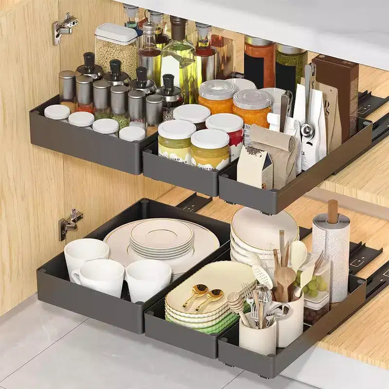 Pull Out Drawers for Cabinets, Slide Out Drawers, Under Sink Organizer Storage Basket for Indoor Home Office Kitchen Cabinet Organization