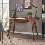 TUYOHW 53 Wooden Study Computer Desk,Modern Home Office Desk with 1 Drawer,4 Wood Legs,Writing Desk for Bedroom,Study,Office,Walnut
