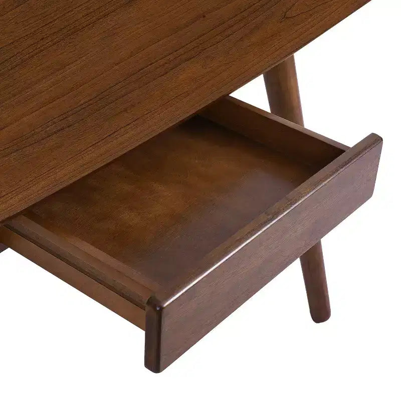 TUYOHW 53 Bureau d'ordinateur en bois, bureau d'ordinateur moderne avec 1 tiroir, 4 pieds en bois, bureau d'écriture pour chambre, bureau, bureau, noyer
